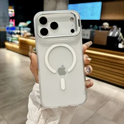 Frosted Matte Translucent Metal Bracket for Magsafe Magnetic Case - Premium Smartphone Cover (White)