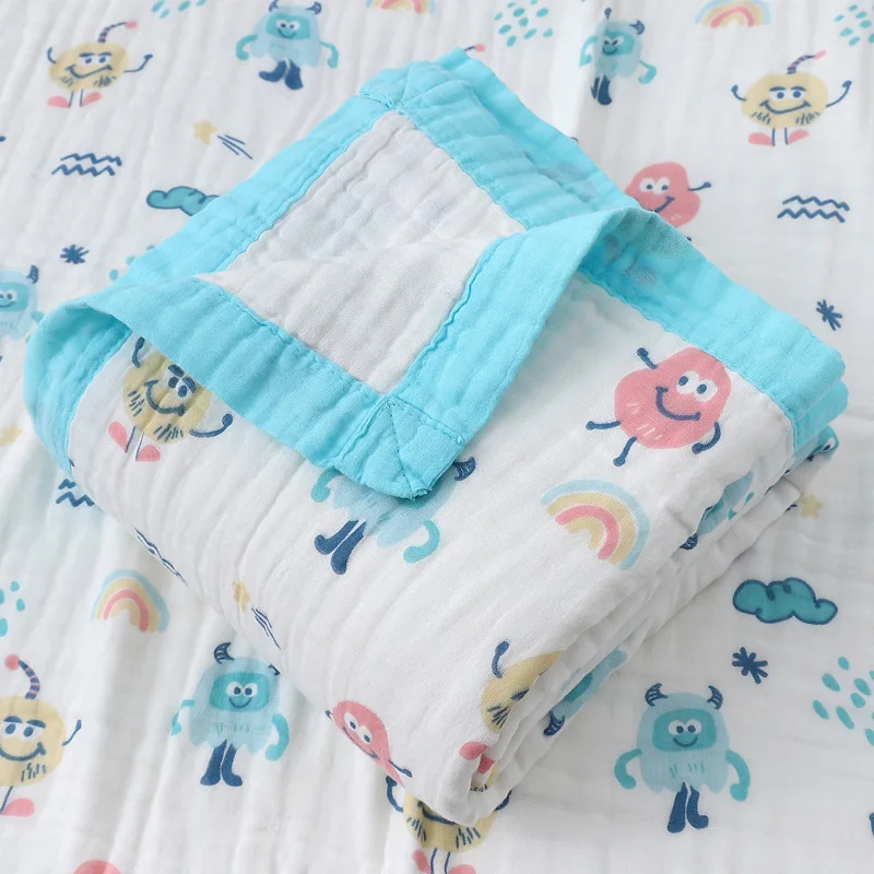 Baby Muslin Blanket Newborn 6 Layers Gauze Bath Towel Infant Kids Swaddle Wrap Printed Cotton Toddler Blankets Sleepsack Stuff