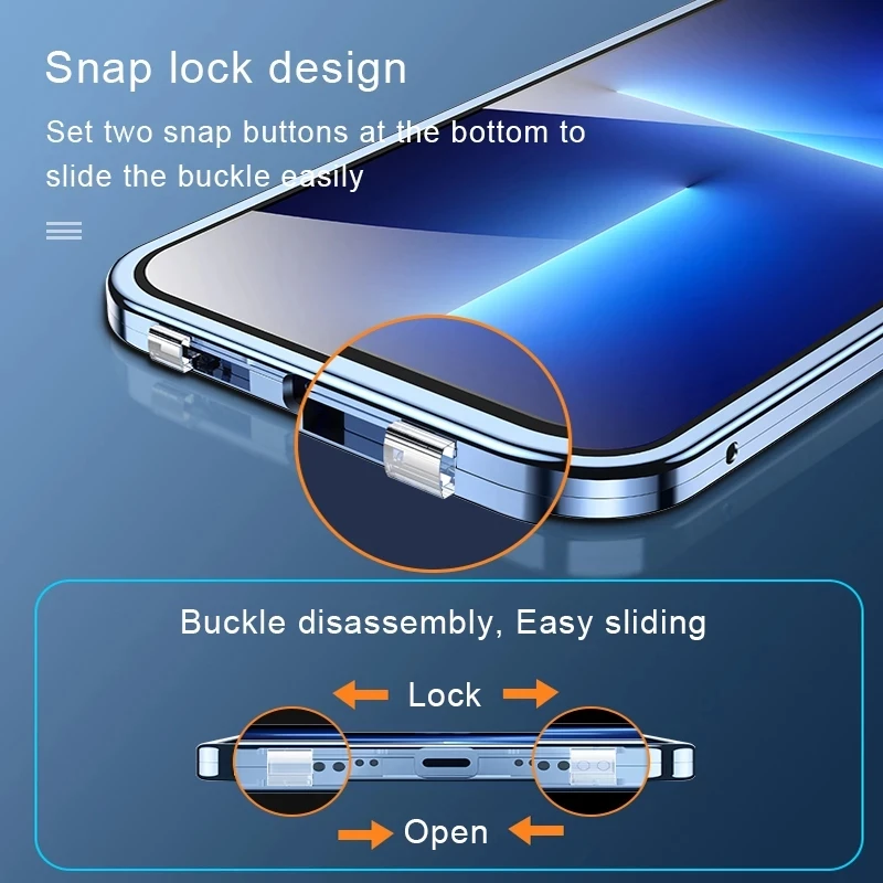 Enhanced 360° Full Protection Magnetic Double-Sided Glass Lock Buckle Phone Case