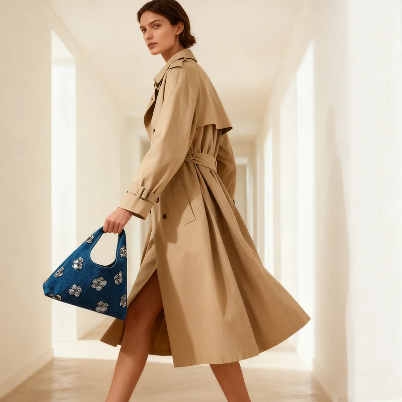 Creative Star Dream Denim Handbag Women's Tote Bag Glittering Floral Vintage Small Ladies Bag Soft Open Top Internal Structure