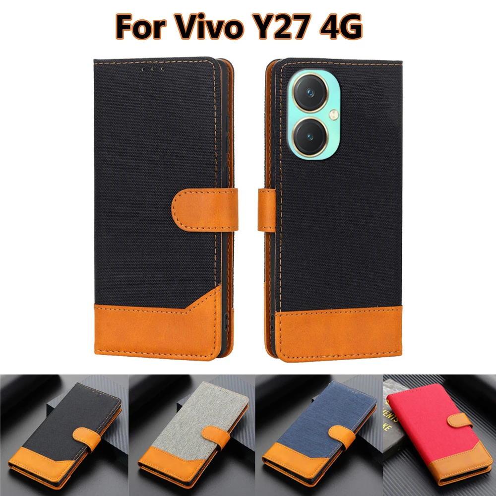 

Business Phone Cover For Vivo Y27 4G V2249 Case Leather Book Stand Funda Wallet Cases For Vivo Y35m+ Y35+V2279A 6.64" Flip Cover