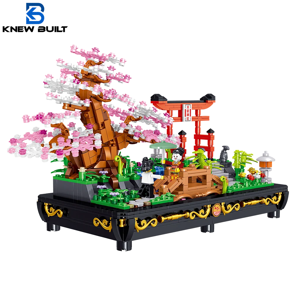 Known Built Green Pine Doofu Succulente Assembly Brick Cherry Blossoms Bonsai Building Blocks Modello 3D Giocattolo Decorazione Della Casa Pianta
