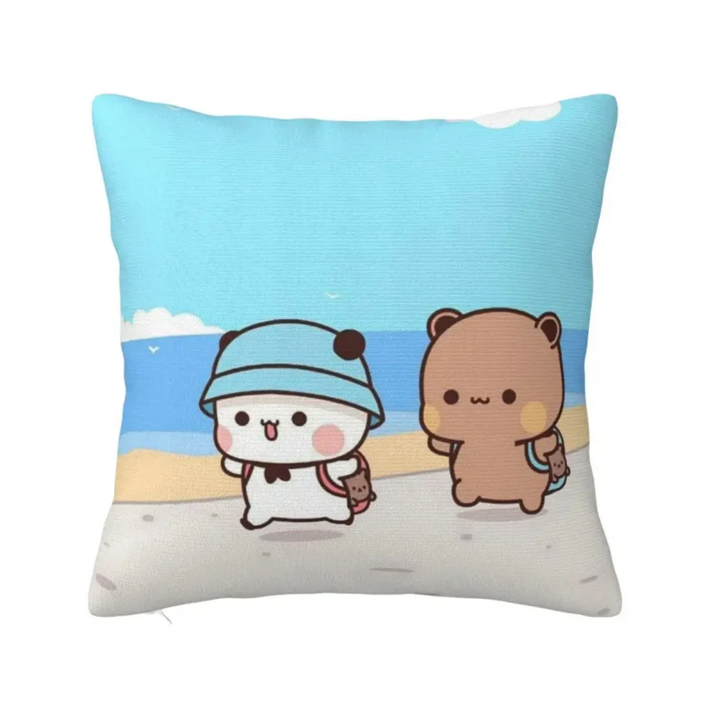 

Bubu and Dudu Pillow Case Home Decoration Polyester Cushion Cover for Sofa Throw Pillow Cover Funny Cute Panda Bears Printing