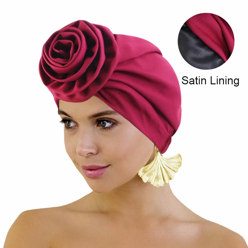 African Solid Stretch Bandana Head Wrap Long Scarf Satin Floral Muslim Hijab Women Party Turban Headwear Cap Hair Accessories