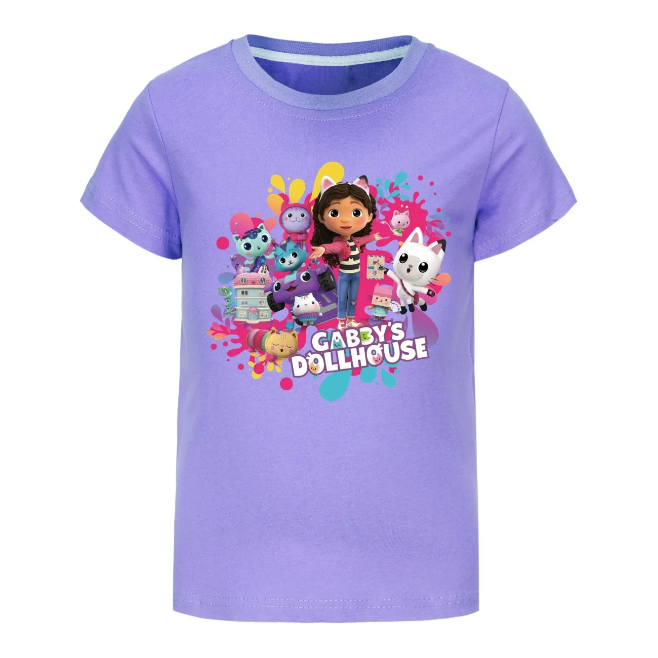 Kawaii Gabbys Dollhouse T-shirt for Baby Girls Gabby Cats T Shirts Kids 2024 Summer Tee Boys Short Sleeve Tops Children Clothing 5