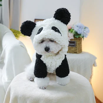 Abrigo de oso panda con capucha y orejas para mascotas