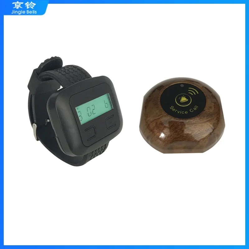 

Wireless Calling Paging System 1 Button Transmitters + 1 Wrist Watch Frequency 433MHz For Restaurant Clinic Cafe Shop