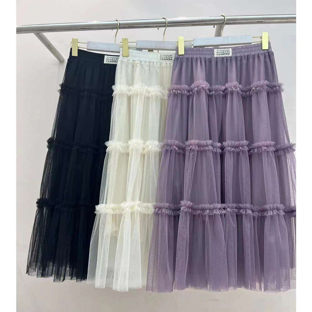 

Elegant Mesh Gauze Cake Skirt 2023 Spring Summer New A-line Tulle Skirt Edible Tree Fungus Cake Jupe Fairy Faldas RS1074