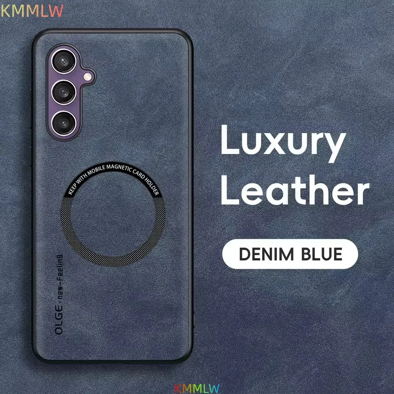 Luxury Leather Matte Phone Case with Car Magnetic Bracket Protector Cover