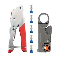 7Pc Coax Cable Crimper Coaxial Compression Tool Kit Wire Stripper With F RG6 RG59 Connectors Stripper Crimping Pliers 1