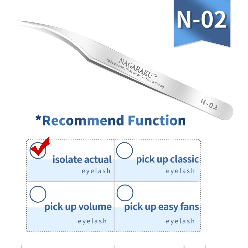 NAGARAKU 2pcs set for eyelash extension professional tweezers N-01 and N-02 for divide volume eyelash 5