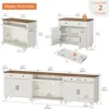 Buffet Cabinet with 4 Doors and 2 Drawers,Wood Kitchen Storage Cabinets, Farmhouse Sideboard Credenza with 2 Open Shelves 2