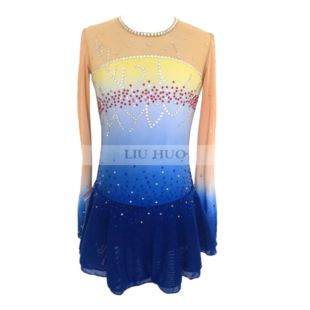 LIUHUO Women Girl Performance Ballet Roller Costume Competition Leotard  Skirt Ice Figure Skating Dress Teens Blue Yellow Child - AliExpress  200000532