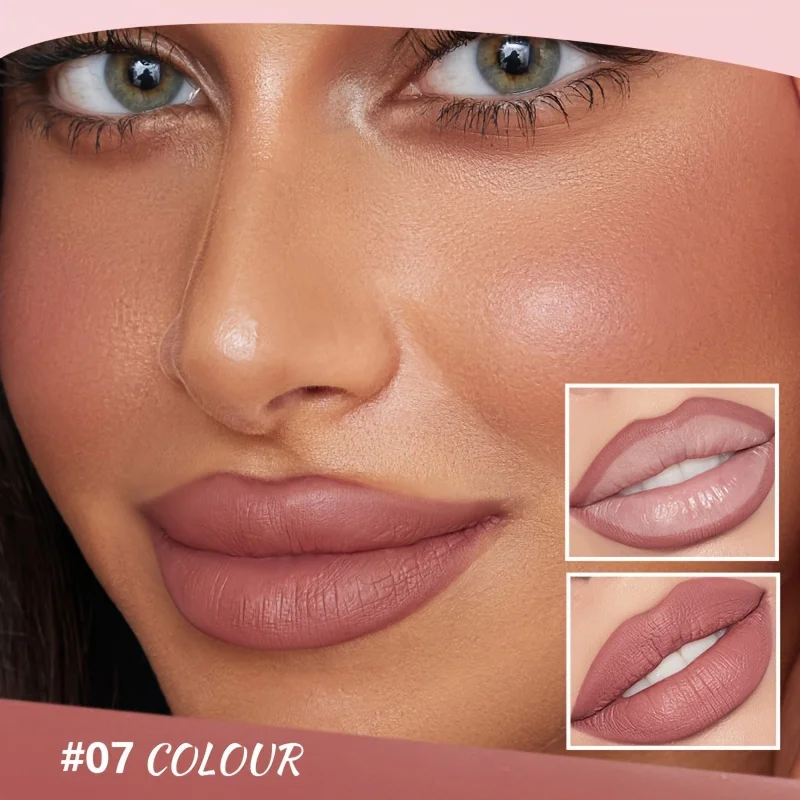 Matte Nude Lip Liner Pencil Set  Non-Smudging Crayon with Sharpener, Mixed Color System for Perfect Lip Contouring 5