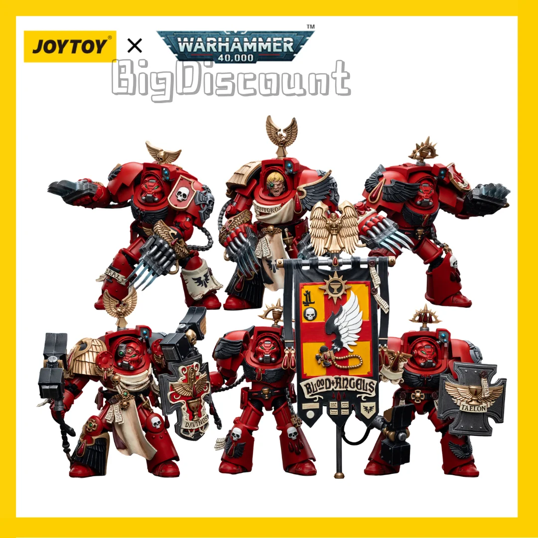 [Disponibile] Joytoy 1/18 Action Figures (6 Pz/Set) 40K Blood Angels Assault Terminators Gioco Anime Modello Militare Spedizione Gratuita
