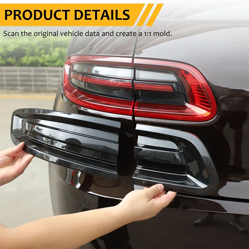 

ABS Black Car Tail Light Cover Brake Light Wide Indicator Protective Cover For Porsche Macan 2014-2017 Decorative Accessories