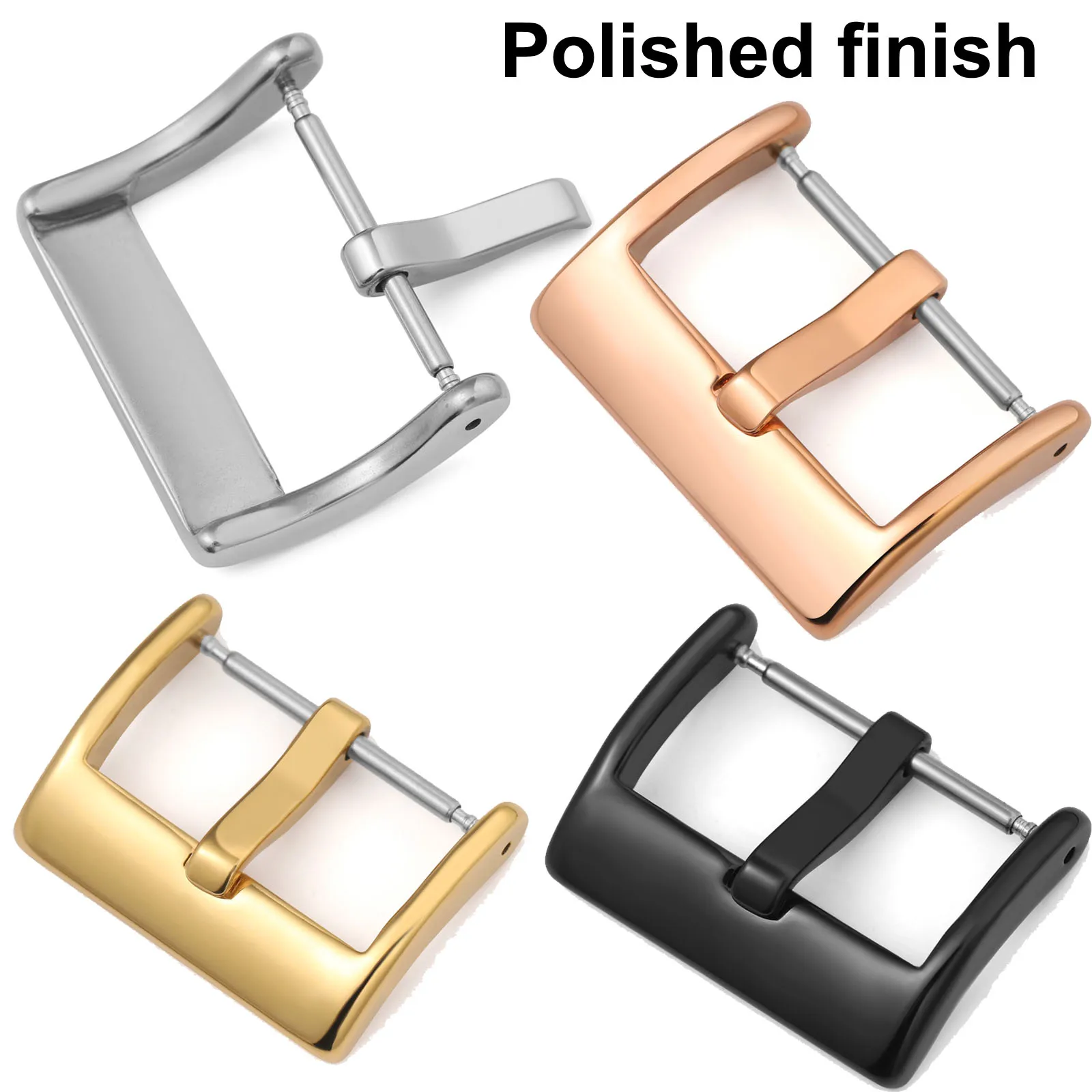 Elegant Stainless Steel Watch Pin Buckle - Brushed Matte Finish in Silver, Gold, Black - Leather Band Clasp Accessories
