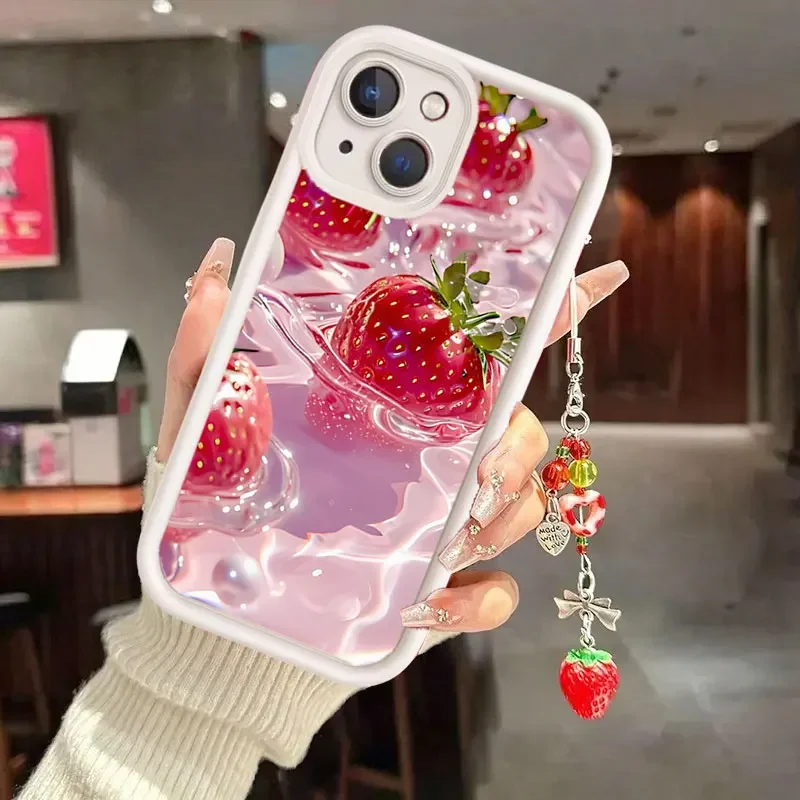 Elegant Red Strawberry Pendant Case