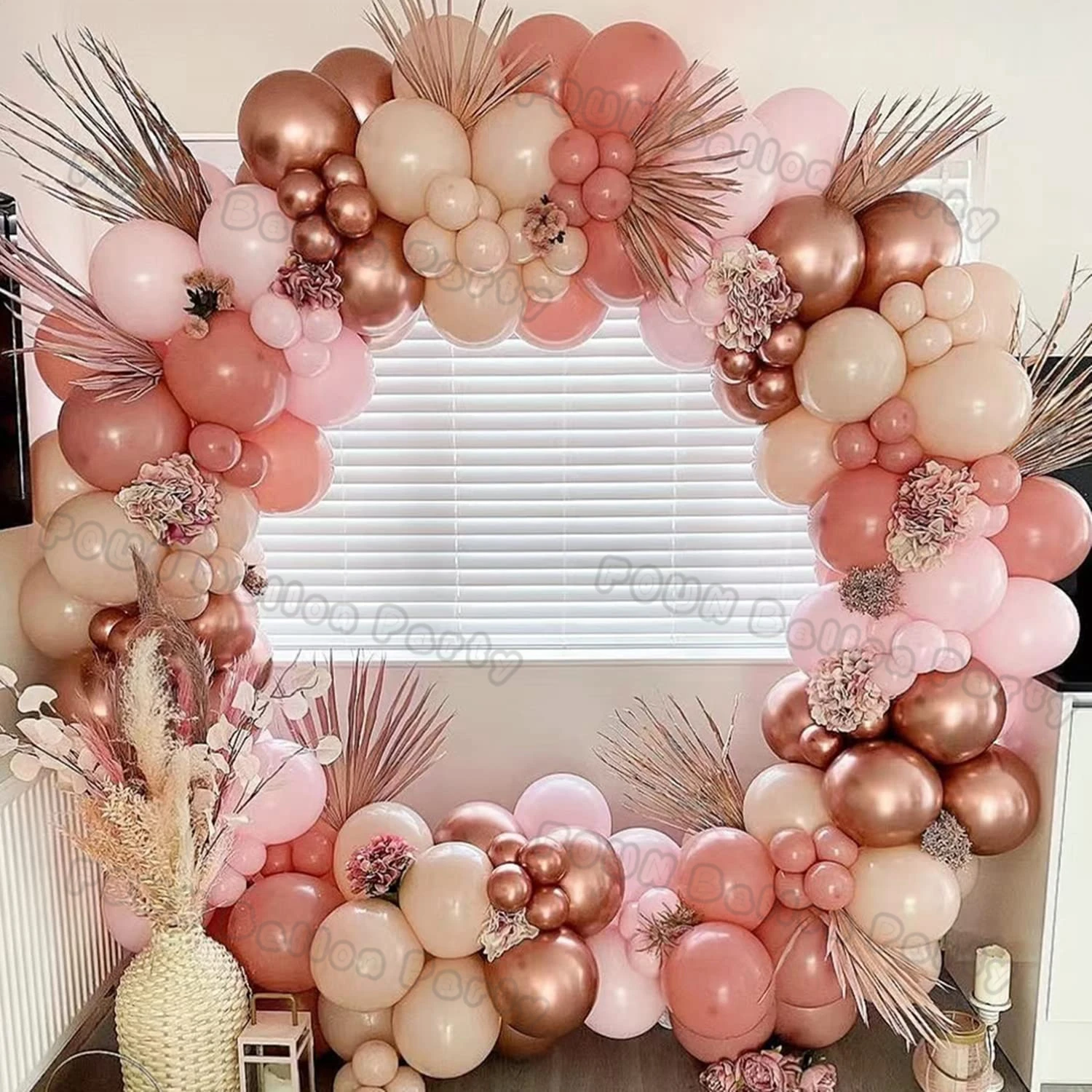 Kit de ballons roses rétro en arc, guirlande en métal doré, décorations de  fête d'anniversaire, de réception de bébé - AliExpress