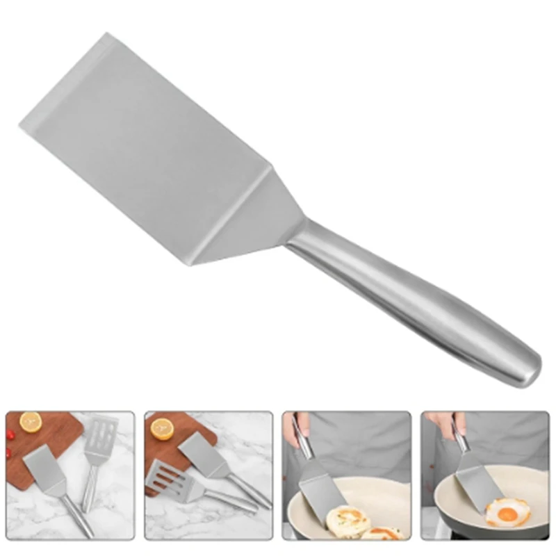 Stainless Steel Spatula Flat Spatula Large Fish Turner Grill Barbeque Turner Griddle Scraper Steak Pancake