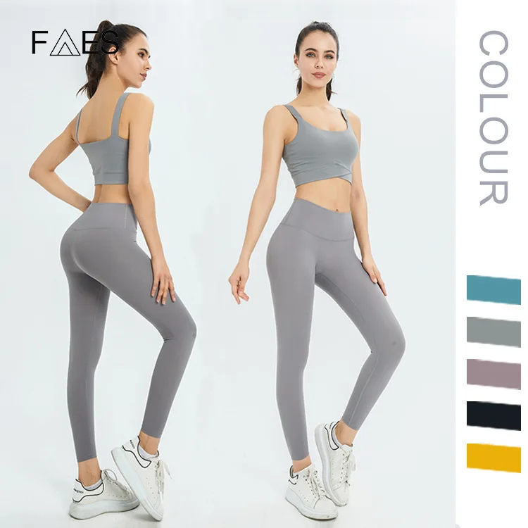 Lulu-Conjunto de traje de Yoga sin marcas para mujer, ropa deportiva de fitness, pantalones de Yoga de cadera de melocotón, chaleco deportivo, de gimnasio, ropa de entrenamiento para correr - AliExpress