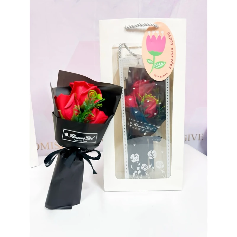 Romantic Artificial Rose Soap Bouquet in Elegant Gift Box Perfect Valentine's Day Decoration  Creative Present for Loved Ones