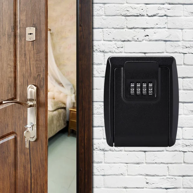 Alloy Key Lock Box Password Combination Lock Box Wall-mounted Key Storage Box Reset Password Anti-theft Security Lock Box Home 3