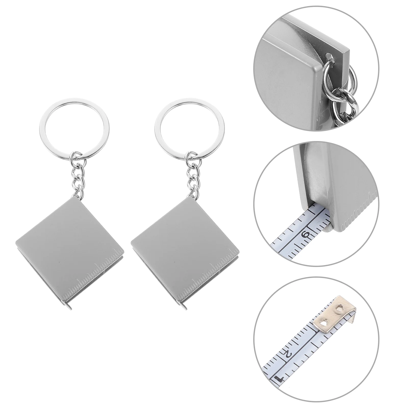 

2Pcs 1M Small Retractable Tape Measure Pendant Portable Square High Precision Tape Measure with Key Ring