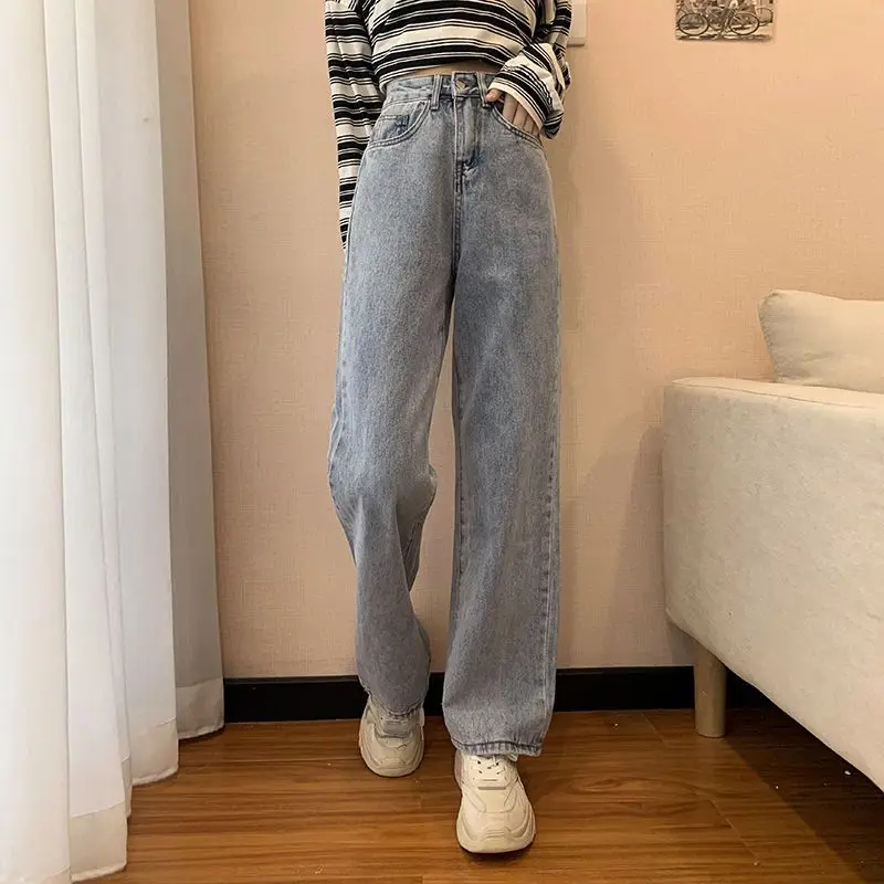 

2024Spring Autumn New Fashion High Waist Pockets Casual and Versatile Western Style Commuting Loose Straight Clothing Women Pant