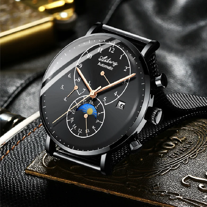 

AILANG 2023 Fashion Men's Business Watch New 50M Waterproof Calendar Men Automatic Mechanical Luxury Personality Luminous Watch