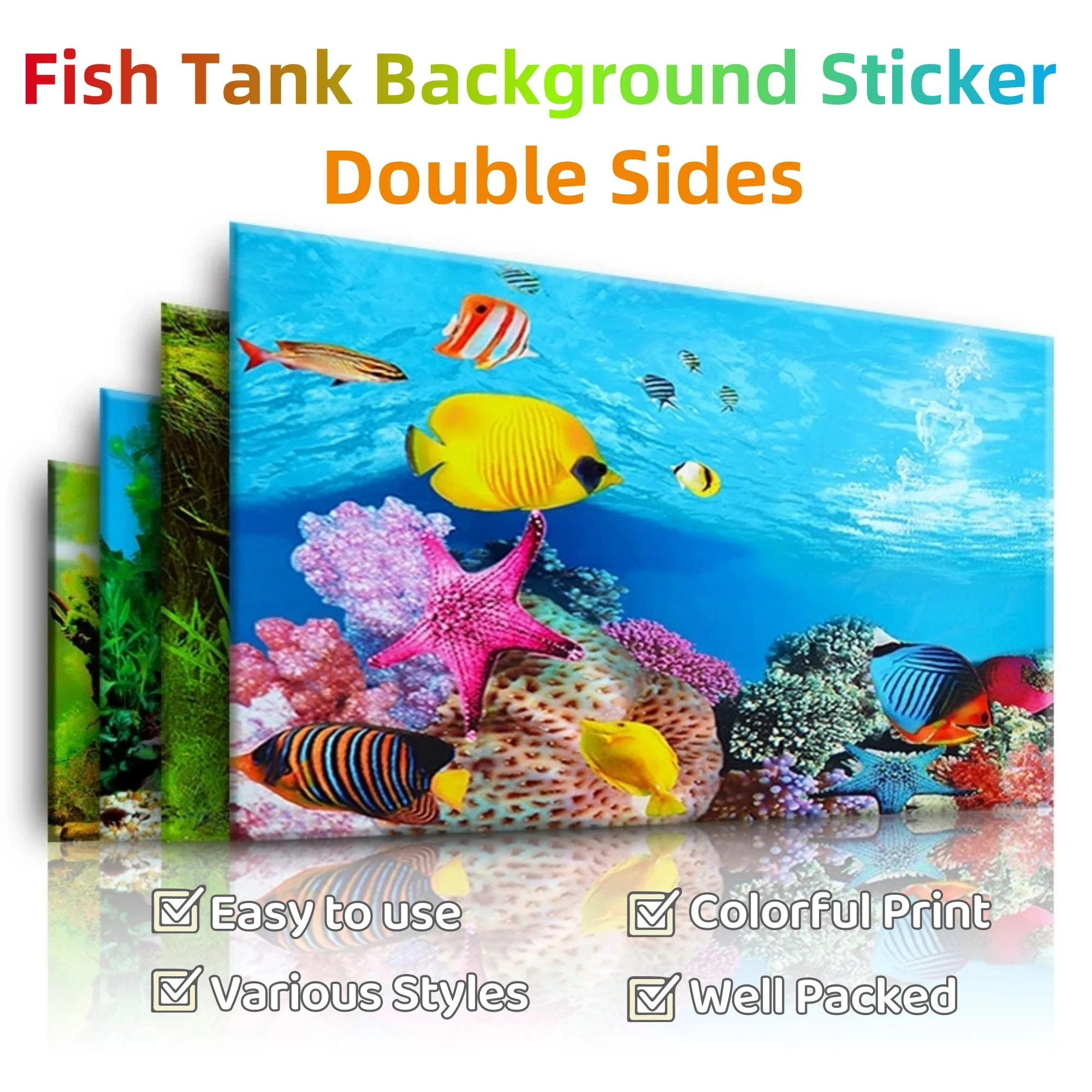 Double Sides Aquarium Background Decoration Sticker Poster Aquarium Sticker Fish Tank Backdrop Fish Tank Ornaments Aquarium Ornaments Fish Tank Decorations