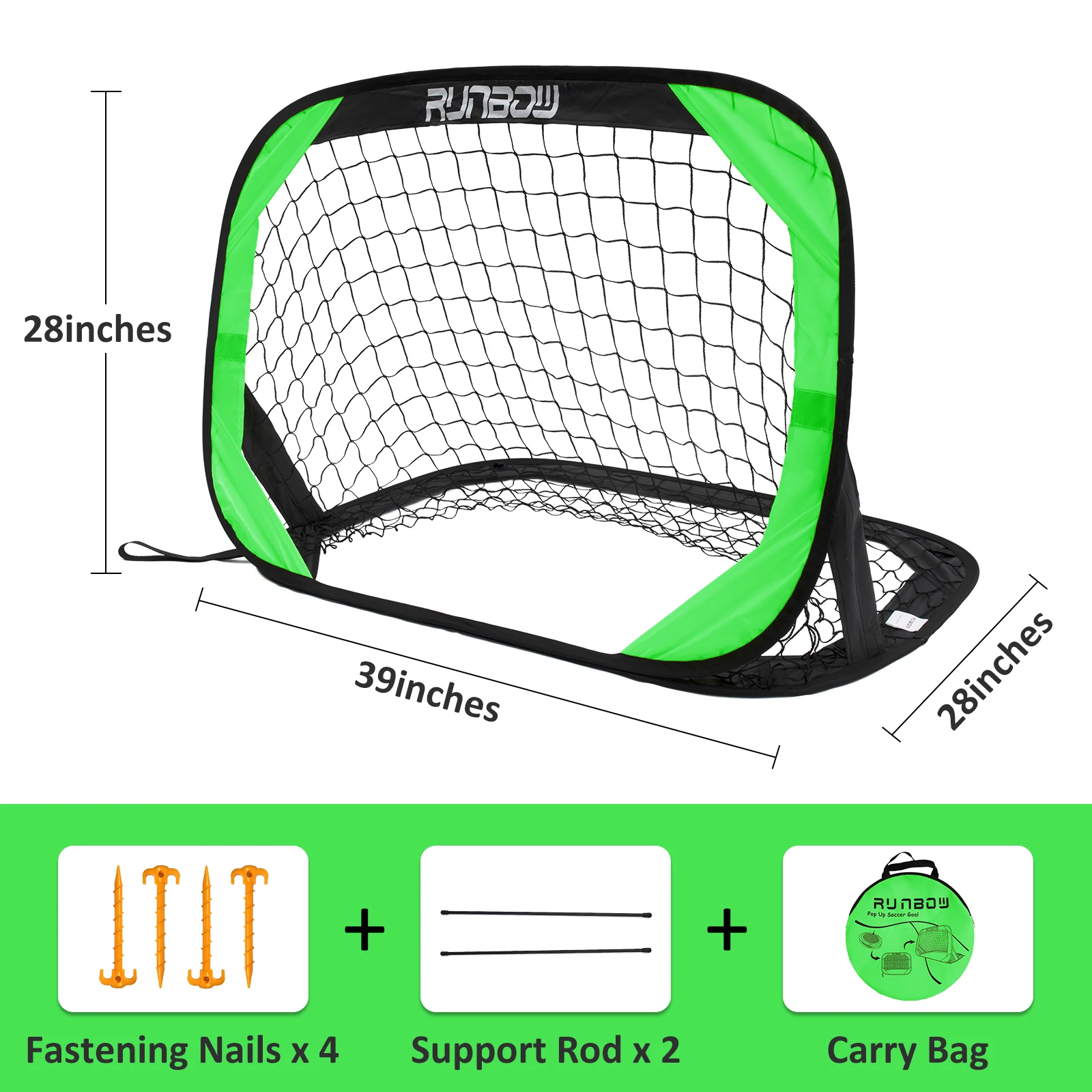 

RUNBOW 3.3x2.2FT Pop Up Soccer Goal for Kids- Portable Toddler Soccer Net for Backyard Outdoor Indoor and Beach with Carry Bag