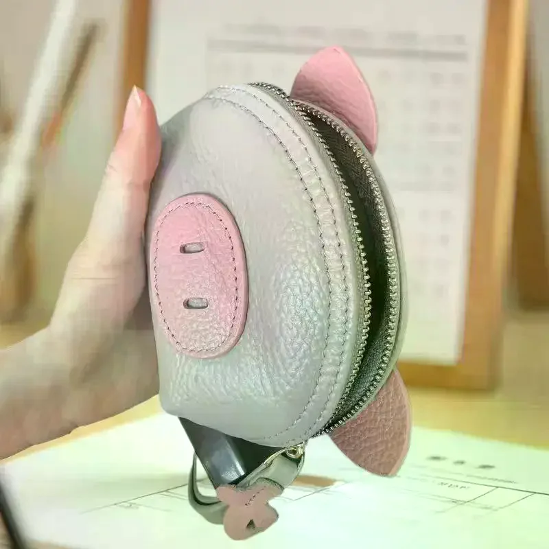 Portamonete portamonete in pelle PU simpatico maiale simpatico cartone animato mini pochette per auricolari regali - immagine 2