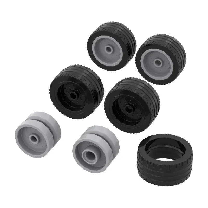 4개 소형 입자 블록 부품 액세서리 66727 18x12mm 휠 18977 24x12mm 타이어 MOC DIY
