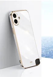 Plating Silicone TPU Bumper Soft Back Cover Matte Phone Case - With Ring Holder (White)