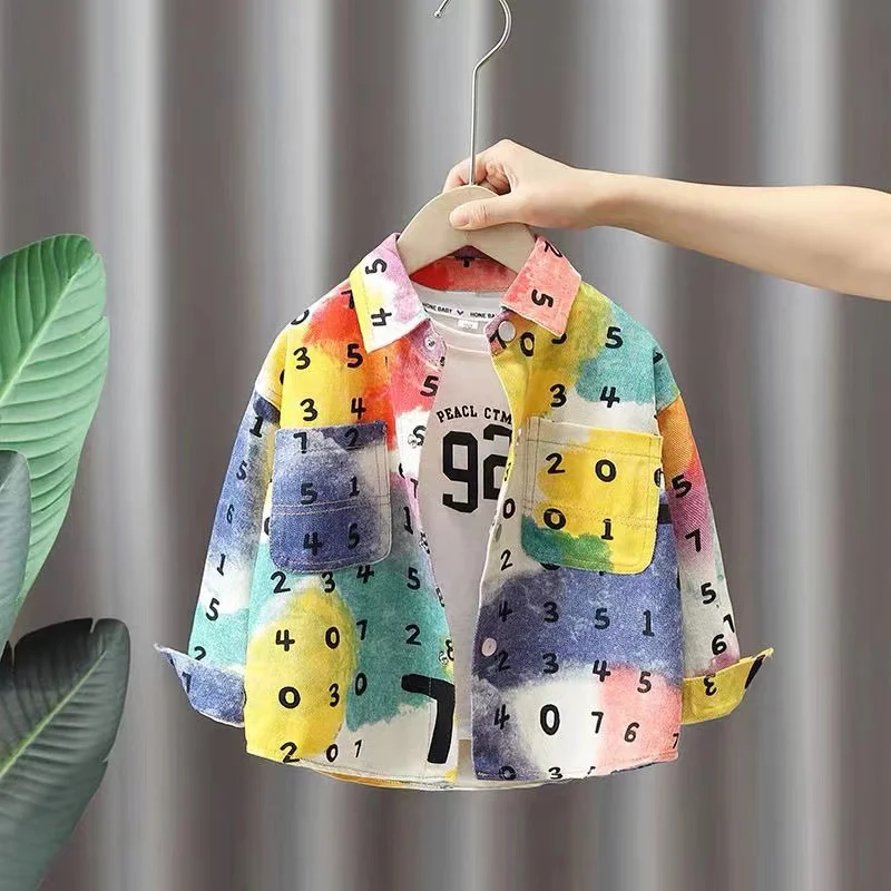 Boys' Spring and Autumn Coat New Boys and Children's Denim Shirts Boys' Top Children's Long sleeved Shirts