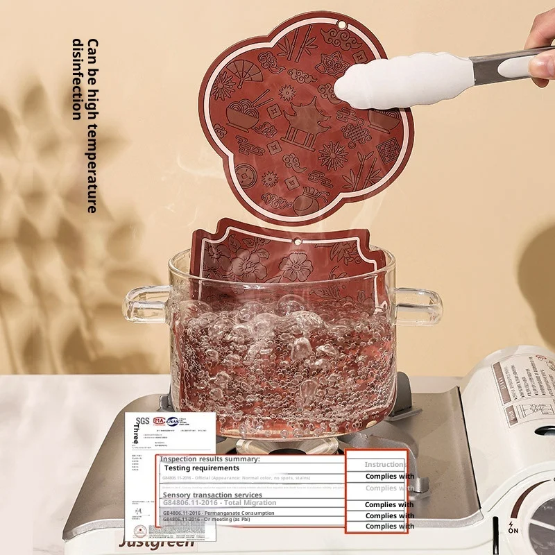 New Year Spring Festival Insulation Mat Pot Bowl Mat Soft Adhesive Pvc High Temperature Anti-slip Hot Cup Mat Can Be Suspended