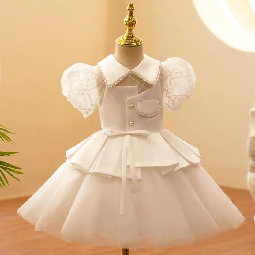 

Baby Spanish Lolita Princess Ball Gown Bow Beading Design Birthday Party Christening Clothes Dresses For Girls Easter Eid A1510