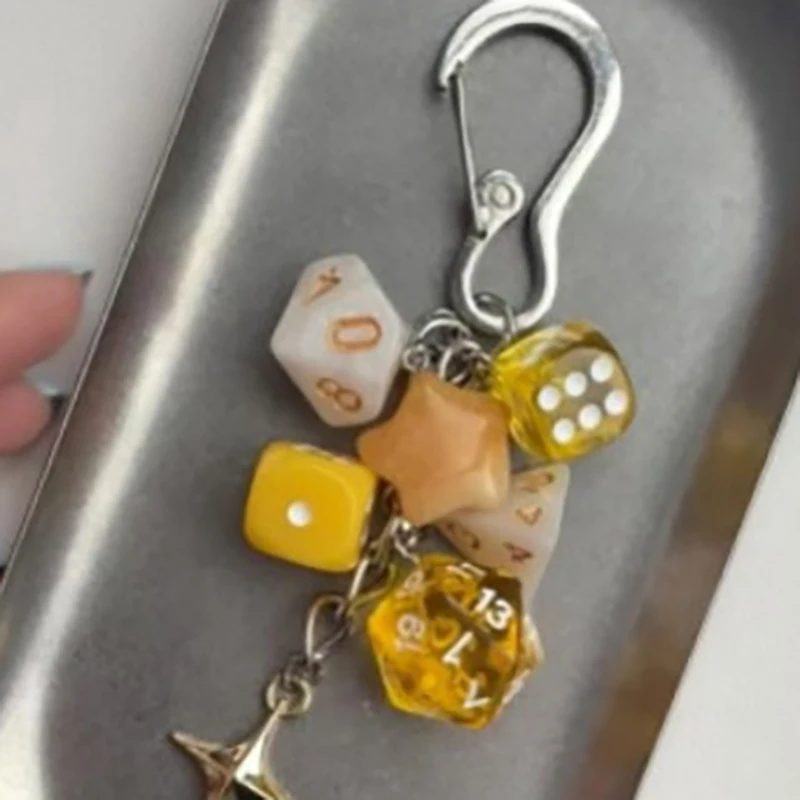 Hiphop Punk Schwarz Rosa Würfel Billard Schlüsselanhänger Y2K Glückswürfel Starburst Anhänger Taschenanhänger Behänge Coole Ornament Zubehör – Detail 11
