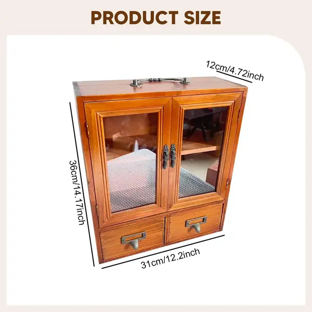 ตู้เก็บของแบบวินเทจย้อนยุคสำหรับจัดระเบียบโต๊ะทำงาน ตู้โชว์ ตู้เก็บของสำหรับน้ำหอม ถ้วยชา โต๊ะเครื่องแป้ง และสำนักงาน 6