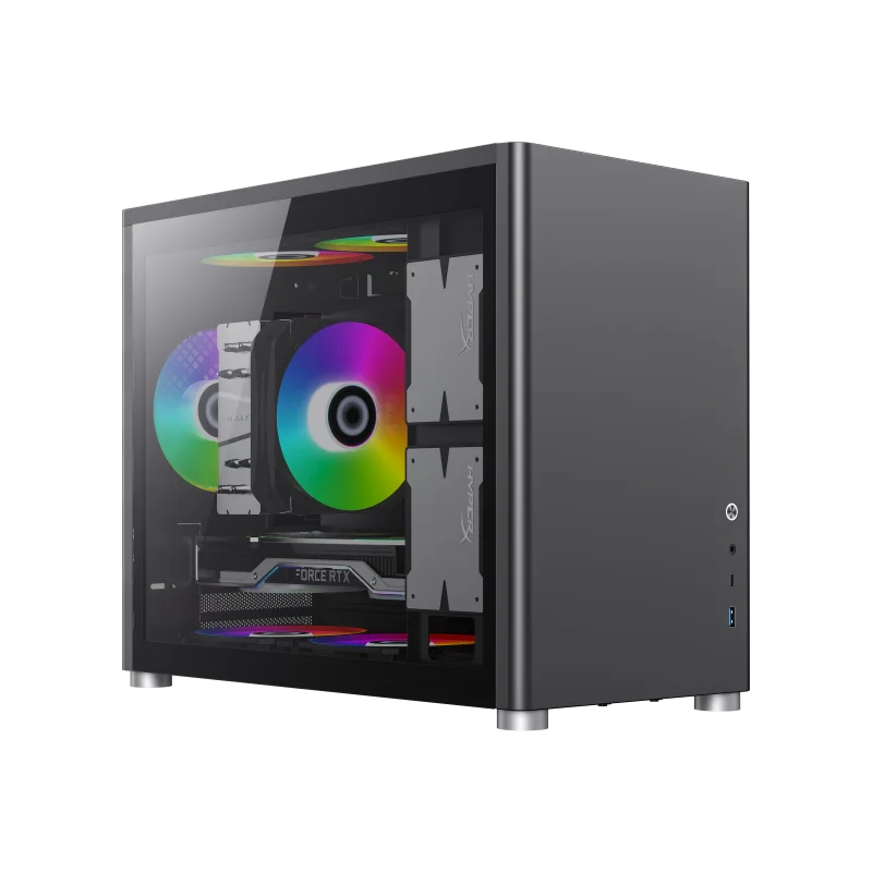 Gamemax Small Gaming Desktop Metal Computer Case Spark Black Vertical