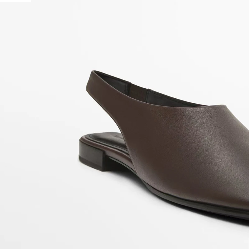New Spring Summer Low-heel Women Sandals Fashion Hollow Slingback Pumps Genuine Leather Office Lady Working Shoes Woman