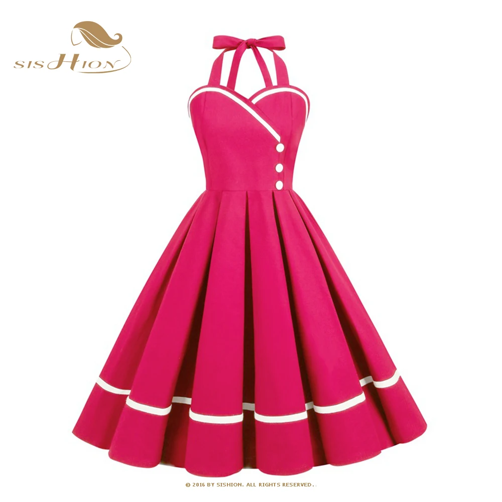 50s Rockabilly Women's Vintage Dress Red Rockabilly Pin Dresses