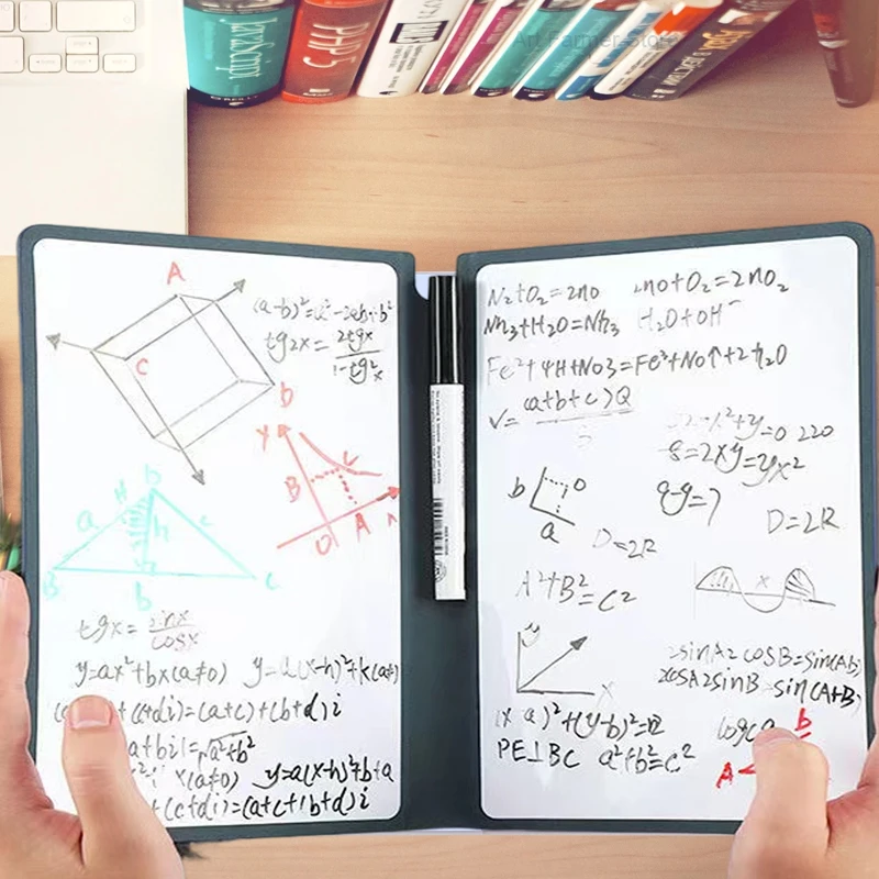 Coojsoo Cuaderno De Pizarra Blanca, A5 Deslizante, Portátil, Pizarra De Portatil Pizarra De Borrado En Seco Borrable De Doble Cara Para Oficina Mini Pizarra Blanca