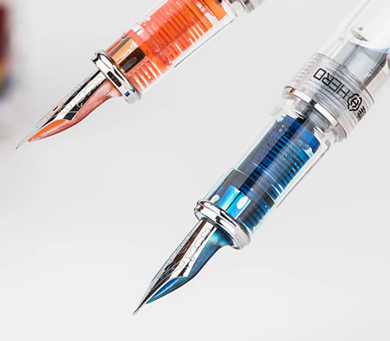 Hero 709 Fully Transparent Fashion Fountain Pen With Golde Clip Extra Fine Nib 0.38mm Financial Super Smooth Writing Ink Pen fountain pen set 0 38mm fine nib with 12 ink cartridges 2 nibs 1 ink absorber excellent writing gift for business office school student men and women