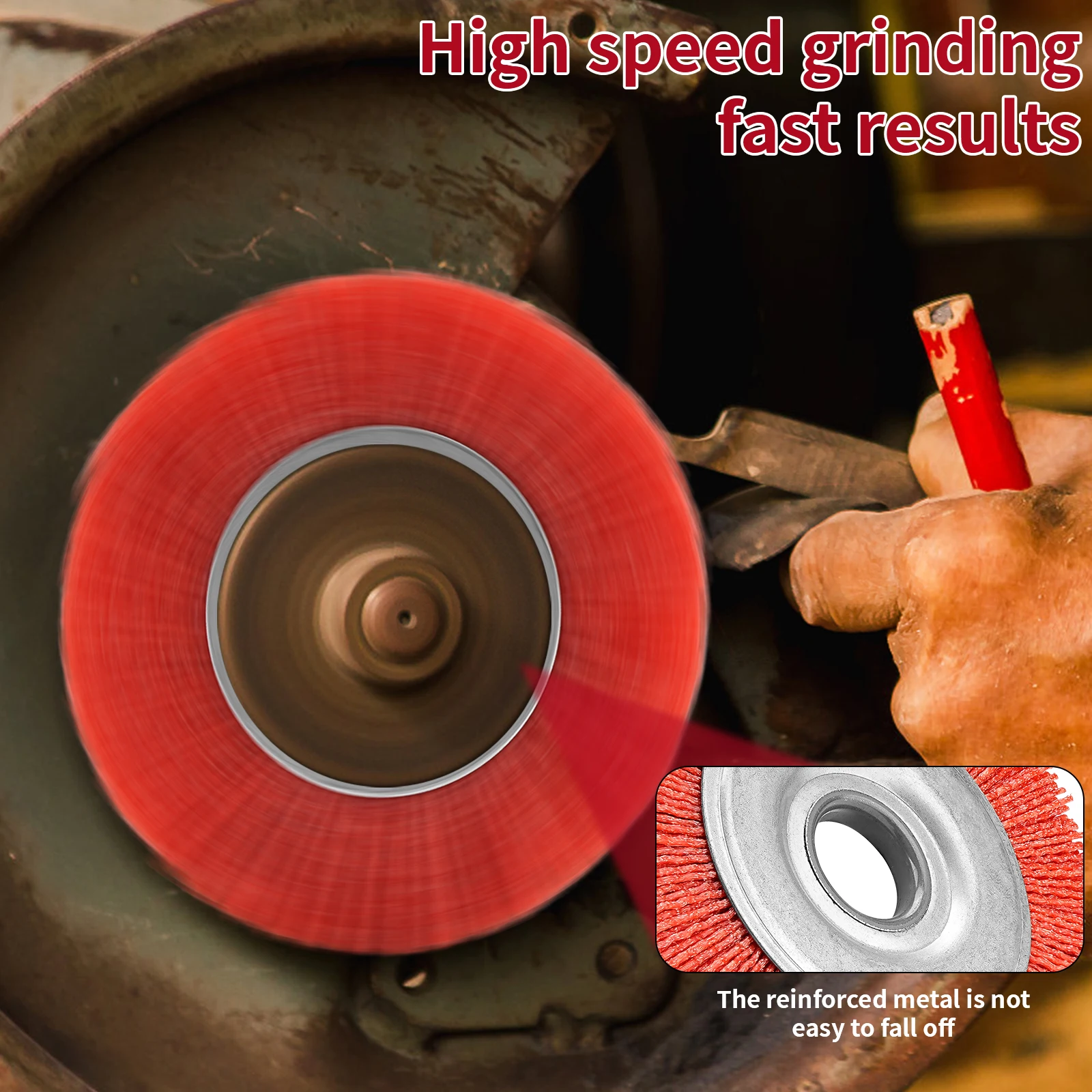 100mm/125mm Nylon rad bürste Schleif draht polier bürste Holz bearbeitung Schleif metall Entgraten für Schleif rotations werkzeug – Detail 1