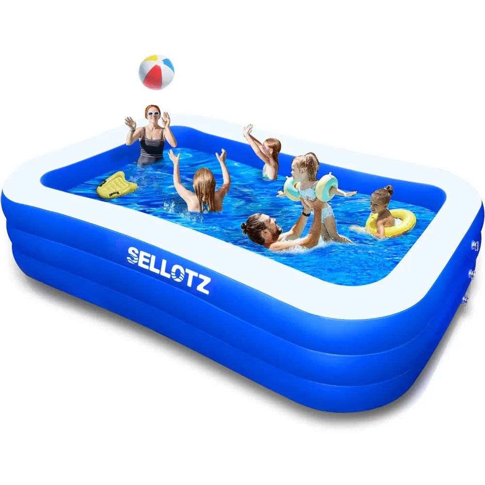 Inflatable Pool for Kids and Adults, 120 X 72 X 22 Oversized Thickened Family Swimming Pool for Toddlers, Outdoor, Garden