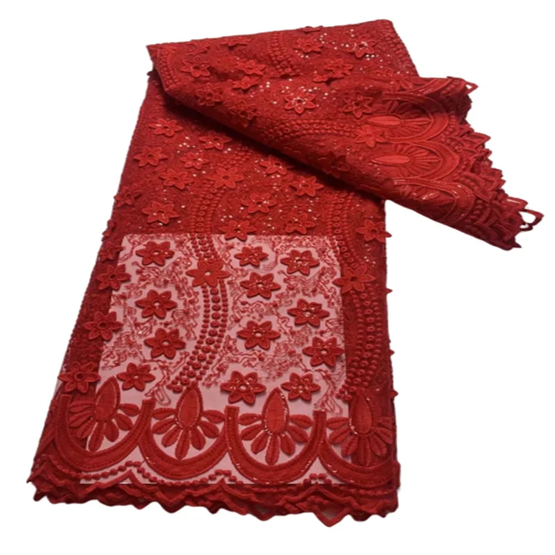 

Африканская кружевная ткань в нигерийском стиле, 5 ярдов, кружевная ткань с блестками, 2022 бордовая вышивка, французское Сетчатое кружево для свадебного платья