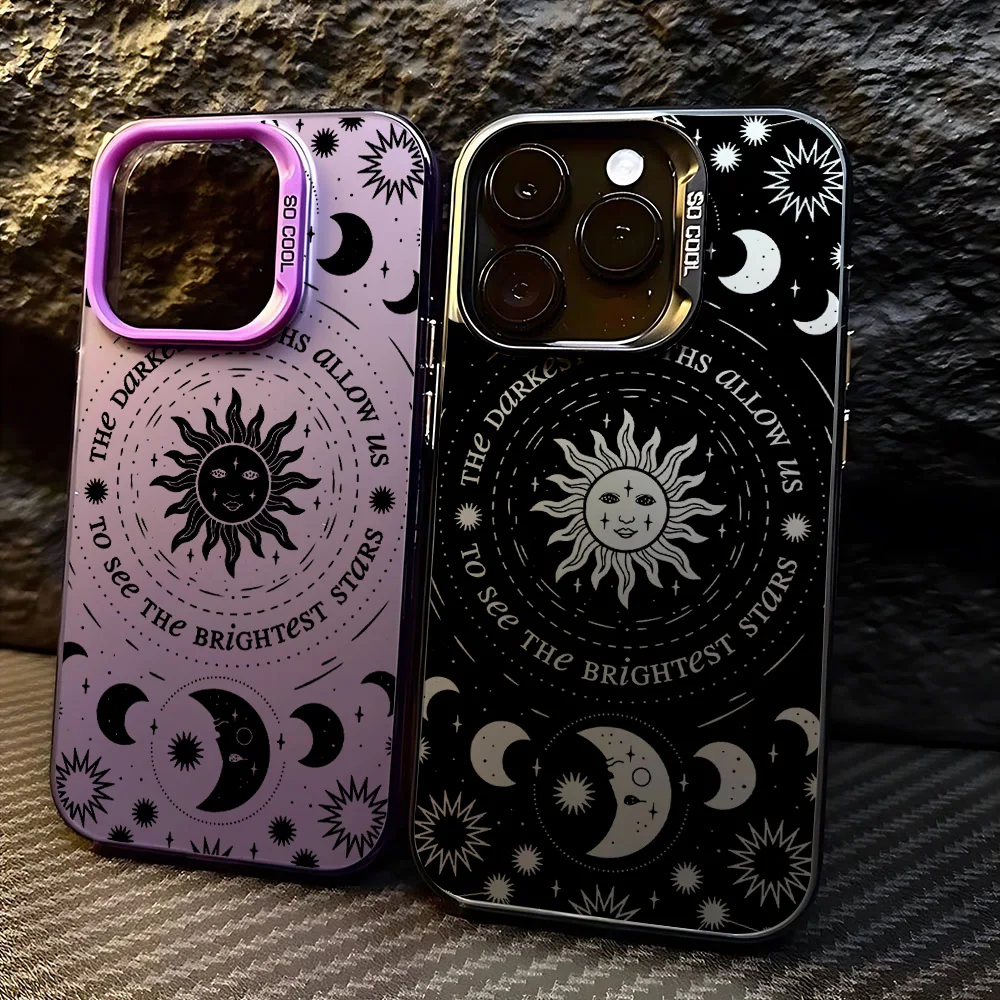 Luxury Retro Moon Sun God Matte Phone Case Cover