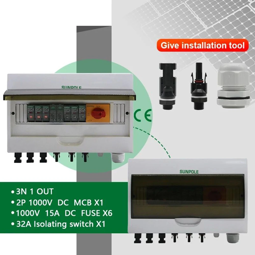 

1 Set Combiner Box Real-time Detection 32A Lsolating Switch IP65 Waterproof Long-distance Communication Brand New